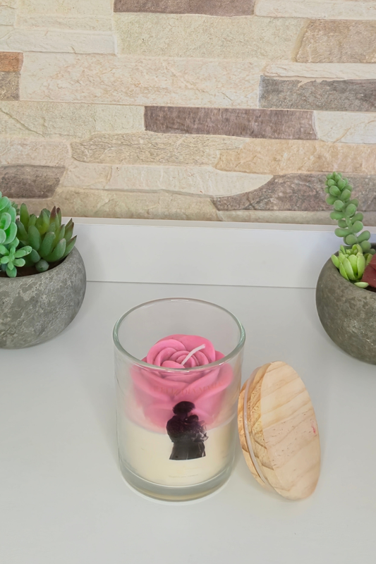 Vela en vaso con foto personalizada